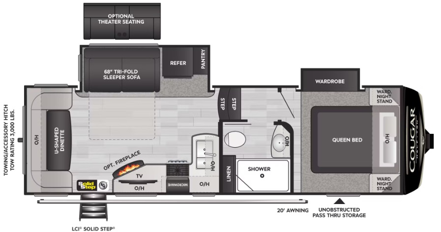 2023 KEYSTONE COUGAR 1/2 TON 24RDS, , floor-plans-day image number 0